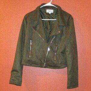 Vigoss Woman Large Brown Crop Top Full Zip Long Sleeve Jacket